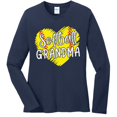 Softball Grandma For Women Baller Grandma Mother's Day Ladies Long Sleeve Shirt