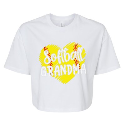 Softball Grandma For Women Baller Grandma Mother's Day Bella+Canvas Jersey Crop Tee