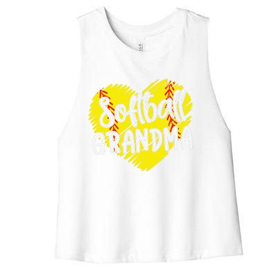 Softball Grandma For Women Baller Grandma Mother's Day Women's Racerback Cropped Tank