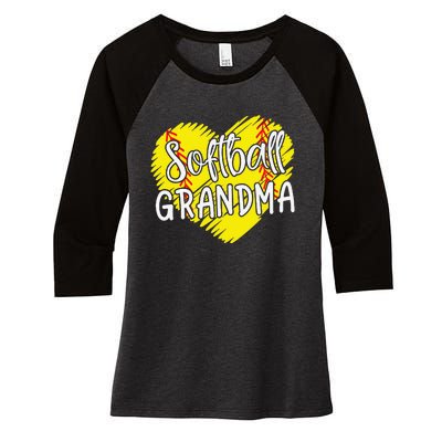 Softball Grandma For Women Baller Grandma Mother's Day Women's Tri-Blend 3/4-Sleeve Raglan Shirt