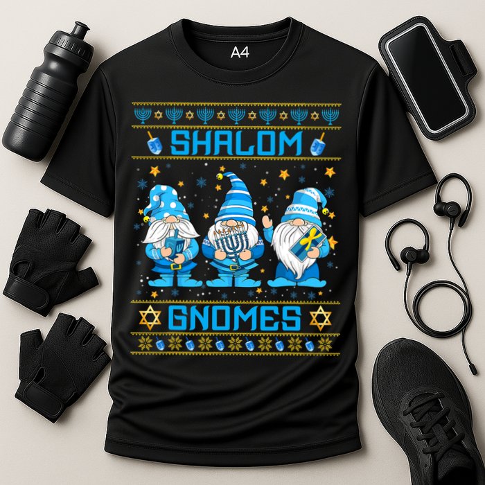 Shalom Gnomes Funny Ugly Hanukkah Sweater Chanukah Cooling Performance Crew T-Shirt