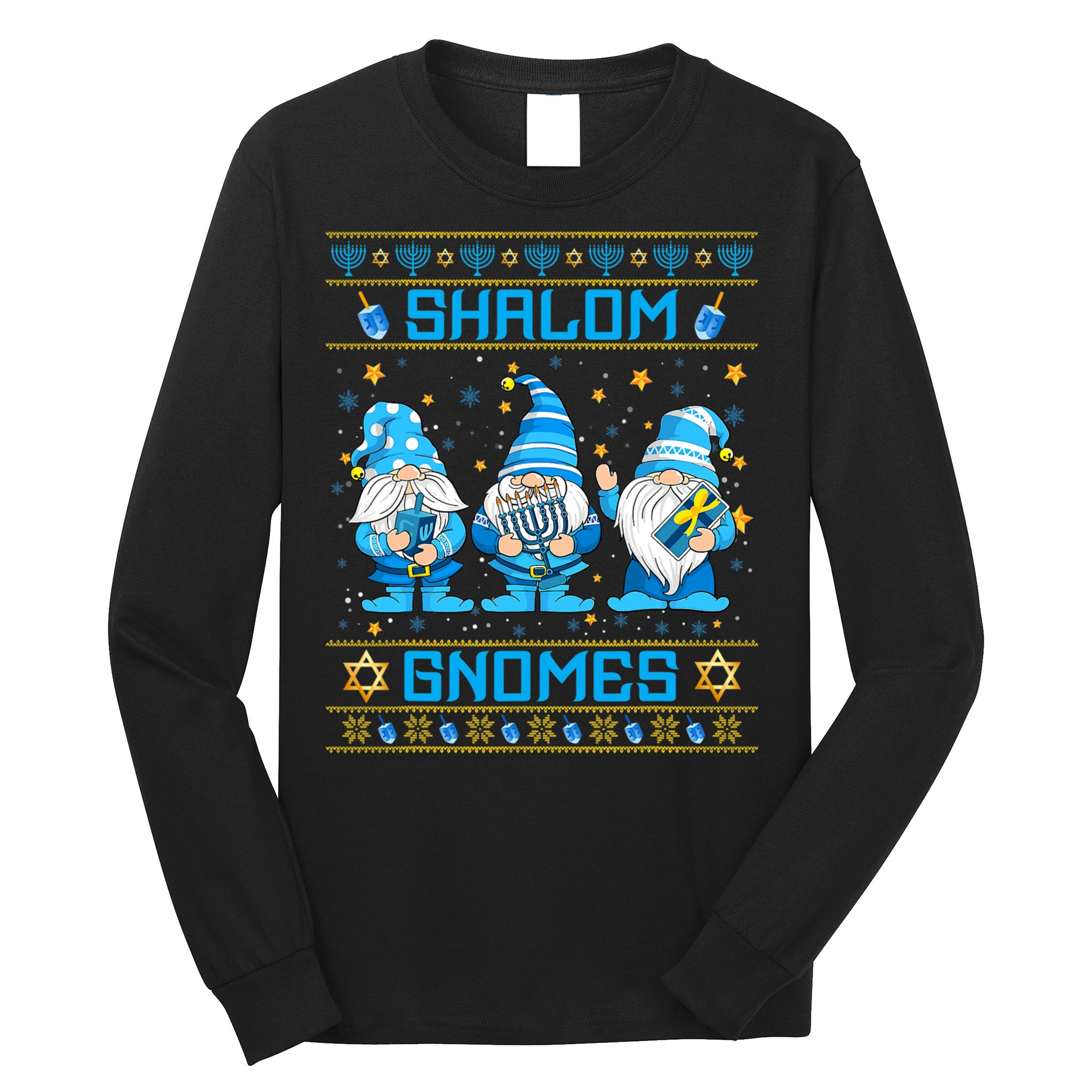 Shalom Gnomes Funny Ugly Hanukkah Sweater Chanukah Long Sleeve Shirt