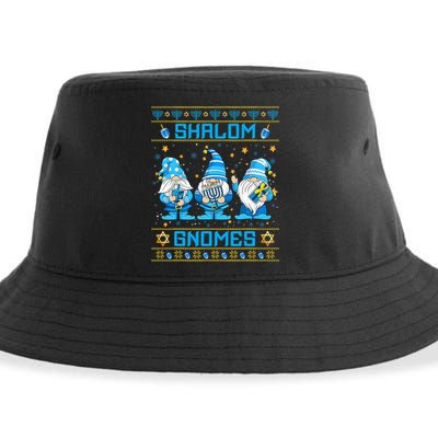 Shalom Gnomes Funny Ugly Hanukkah Sweater Chanukah Sustainable Bucket Hat