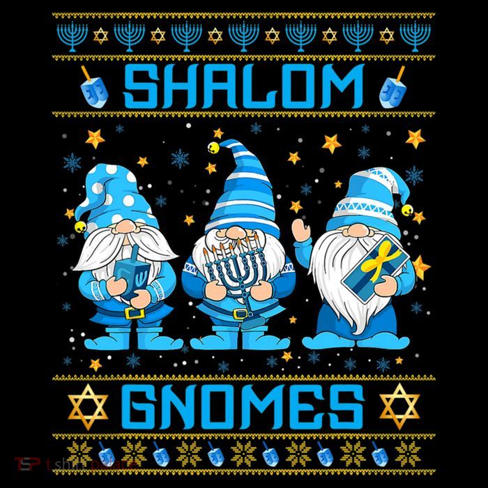 Shalom Gnomes Funny Ugly Hanukkah Sweater Chanukah Drawstring Bag