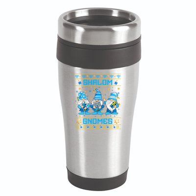 Shalom Gnomes Funny Ugly Hanukkah Sweater Chanukah 16oz Travel Tumbler