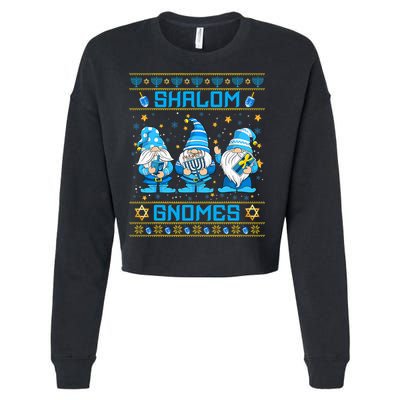 Shalom Gnomes Funny Ugly Hanukkah Sweater Chanukah Cropped Pullover Crew