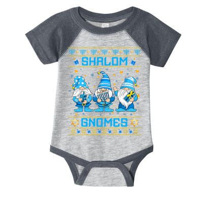 Shalom Gnomes Funny Ugly Hanukkah Sweater Chanukah Infant Baby Jersey Bodysuit