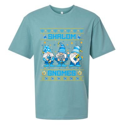 Shalom Gnomes Funny Ugly Hanukkah Sweater Chanukah Sueded Cloud Jersey T-Shirt