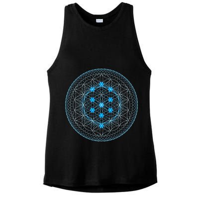 Sacred Geometry Flower Of Life With Kabbalah Tree Ladies PosiCharge Tri-Blend Wicking Tank