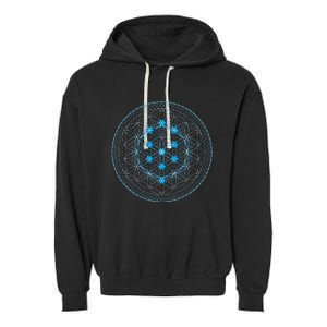 Sacred Geometry Flower Of Life With Kabbalah Tree Garment-Dyed Fleece Hoodie