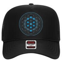 Sacred Geometry Flower Of Life With Kabbalah Tree High Crown Mesh Back Trucker Hat