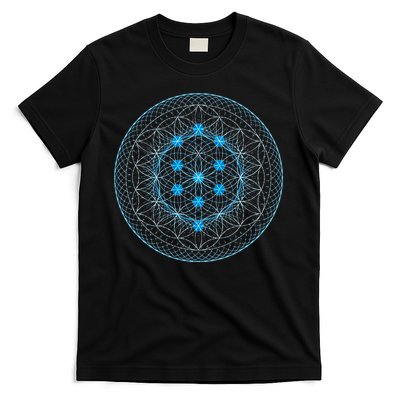 Sacred Geometry Flower Of Life With Kabbalah Tree T-Shirt