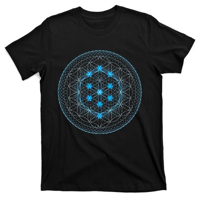 Sacred Geometry Flower Of Life With Kabbalah Tree T-Shirt