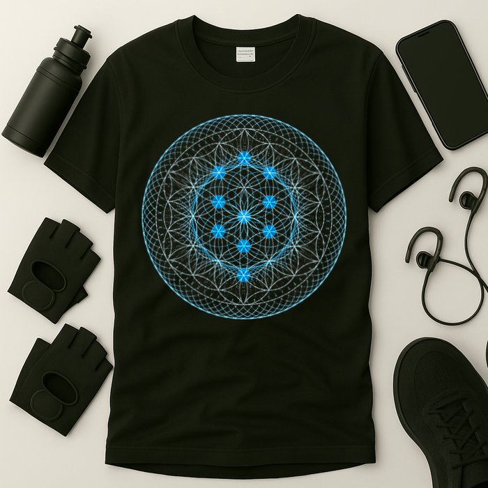Sacred Geometry Flower Of Life With Kabbalah Tree T-Shirt