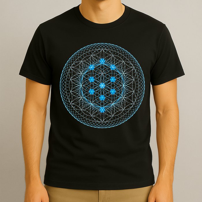 Sacred Geometry Flower Of Life With Kabbalah Tree T-Shirt