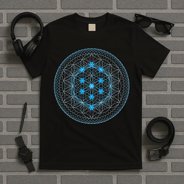 Sacred Geometry Flower Of Life With Kabbalah Tree T-Shirt