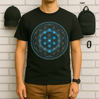 Sacred Geometry Flower Of Life With Kabbalah Tree T-Shirt