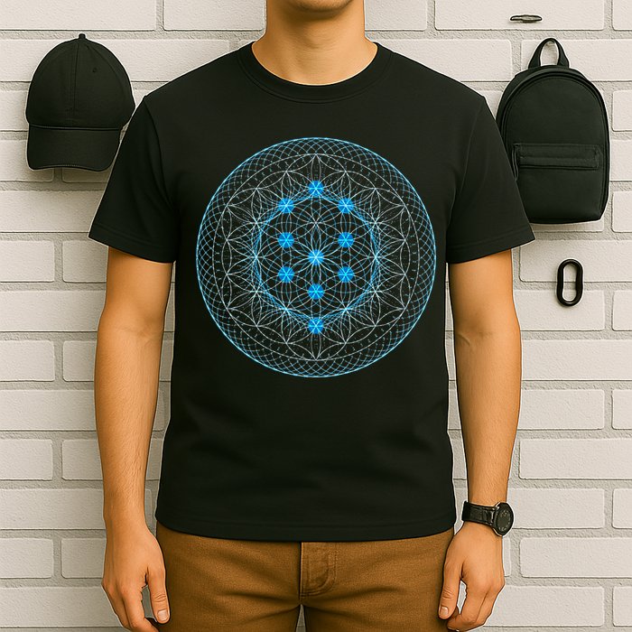 Sacred Geometry Flower Of Life With Kabbalah Tree T-Shirt
