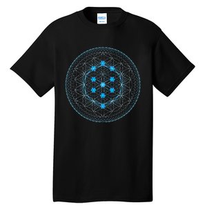 Sacred Geometry Flower Of Life With Kabbalah Tree Tall T-Shirt