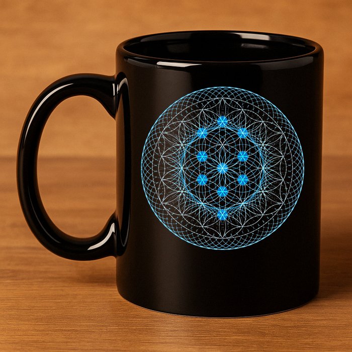 Sacred Geometry Flower Of Life With Kabbalah Tree 11oz C Handle Ceramic Mug