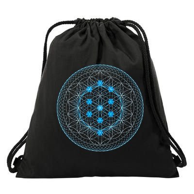 Sacred Geometry Flower Of Life With Kabbalah Tree Drawstring Bag