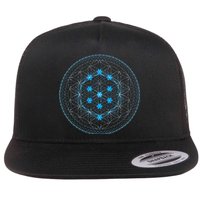 Sacred Geometry Flower Of Life With Kabbalah Tree Flat Bill Trucker Hat