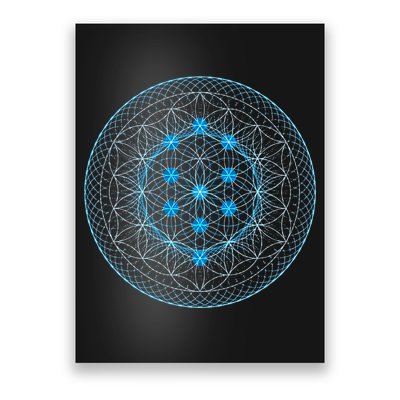 Sacred Geometry Flower Of Life With Kabbalah Tree Poster