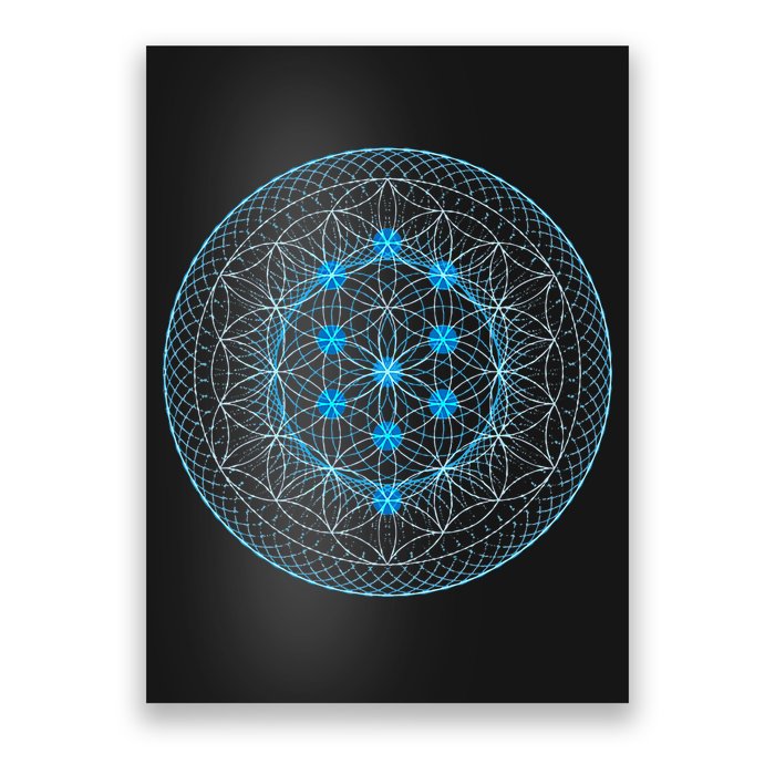 Sacred Geometry Flower Of Life With Kabbalah Tree Poster