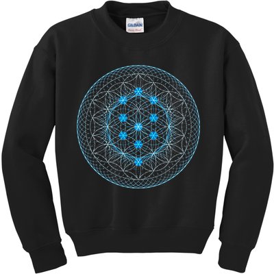 Sacred Geometry Flower Of Life With Kabbalah Tree Kids Sweatshirt