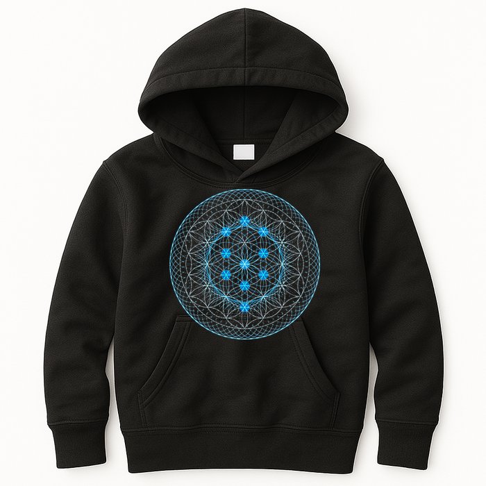 Sacred Geometry Flower Of Life With Kabbalah Tree Kids Hoodie