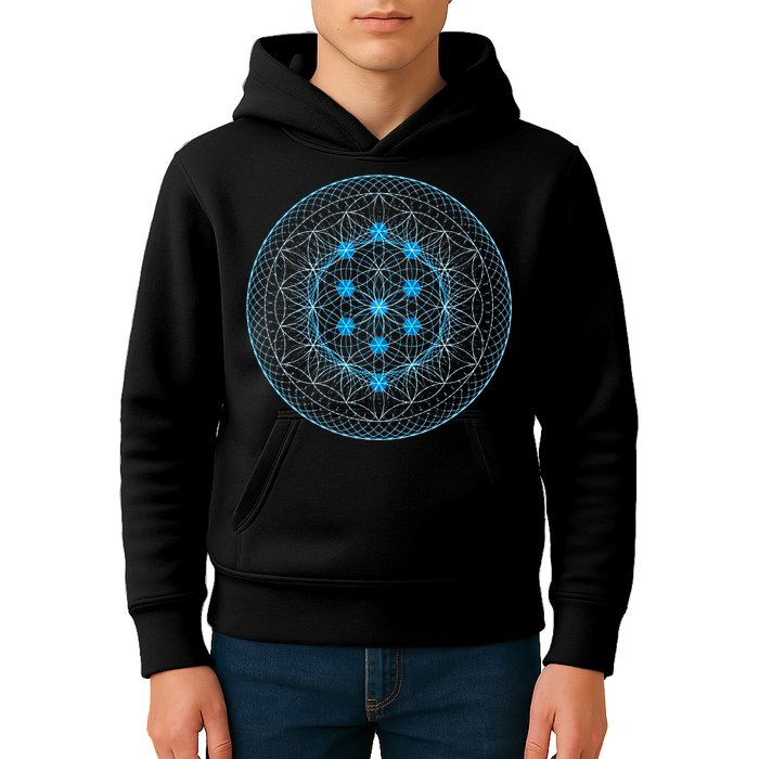 Sacred Geometry Flower Of Life With Kabbalah Tree Kids Hoodie