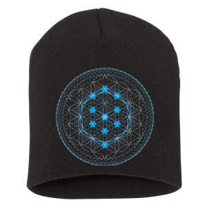 Sacred Geometry Flower Of Life With Kabbalah Tree Short Acrylic Beanie