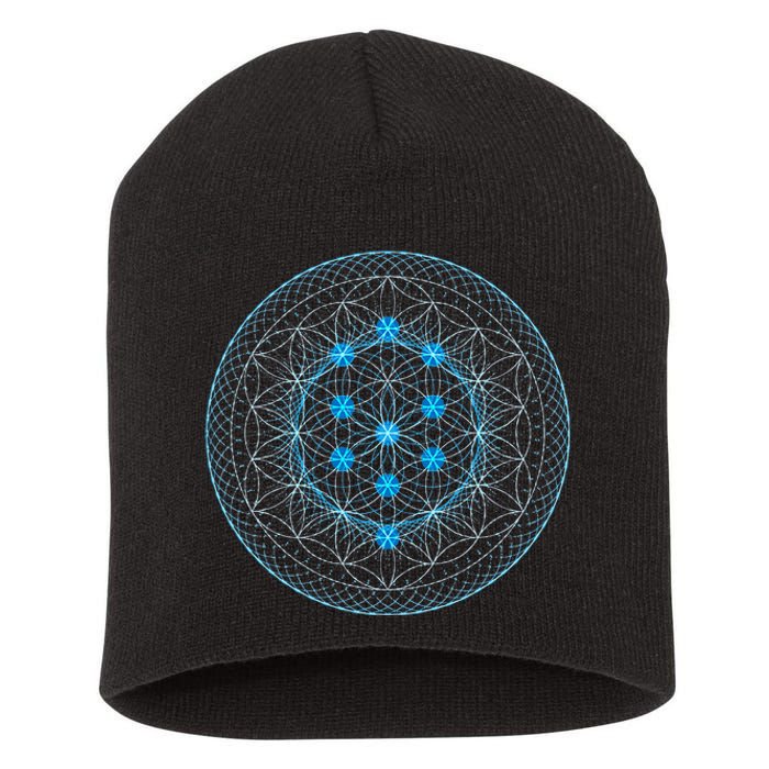 Sacred Geometry Flower Of Life With Kabbalah Tree Short Acrylic Beanie