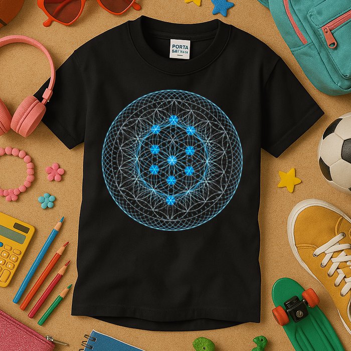Sacred Geometry Flower Of Life With Kabbalah Tree Kids T-Shirt