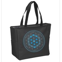 Sacred Geometry Flower Of Life With Kabbalah Tree Zip Tote Bag