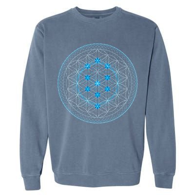 Sacred Geometry Flower Of Life With Kabbalah Tree Garment-Dyed Sweatshirt