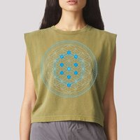 Sacred Geometry Flower Of Life With Kabbalah Tree Garment-Dyed Women's Muscle Tee