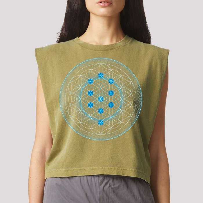 Sacred Geometry Flower Of Life With Kabbalah Tree Garment-Dyed Women's Muscle Tee