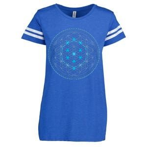 Sacred Geometry Flower Of Life With Kabbalah Tree Enza Ladies Jersey Football T-Shirt