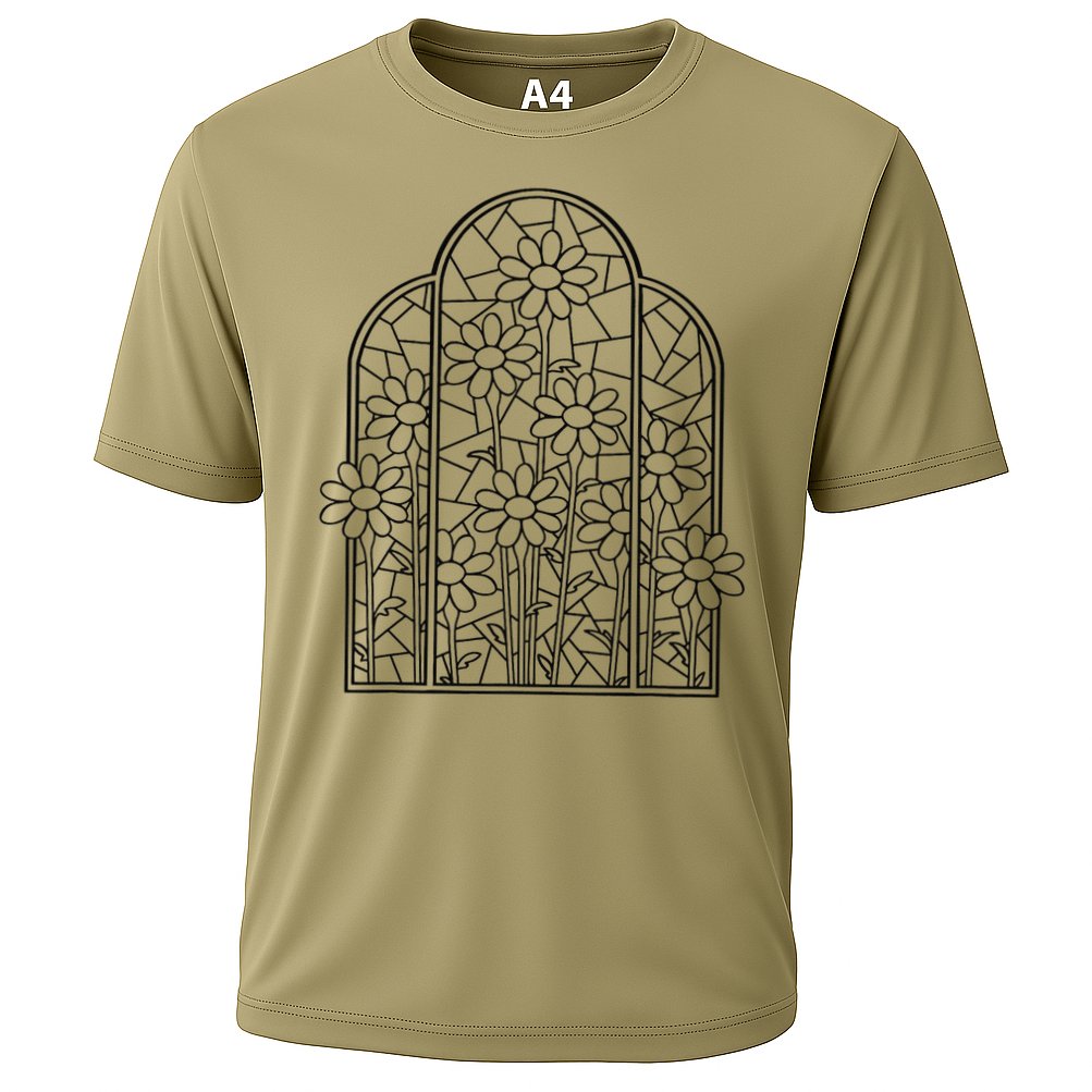 Stained Glass Flower Wildflower Kaleidoscope Church Window Cooling Performance Crew T-Shirt