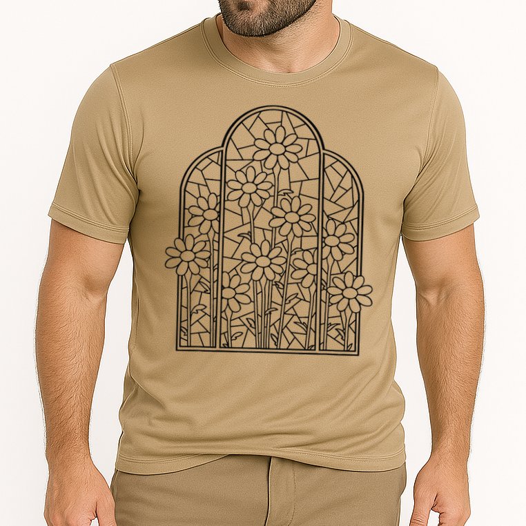 Stained Glass Flower Wildflower Kaleidoscope Church Window Cooling Performance Crew T-Shirt