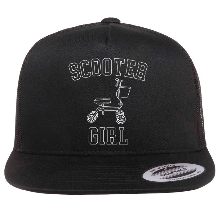 Scooter Girl Funny Broken Foot Ankle Injury Surgery Recovery Flat Bill Trucker Hat