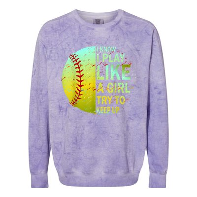 Softball Gift For Girls Colorblast Crewneck Sweatshirt