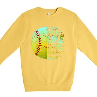 Softball Gift For Girls Premium Crewneck Sweatshirt