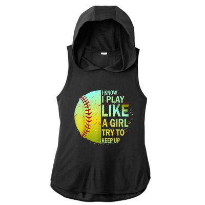 Softball Gift For Girls Ladies PosiCharge Tri-Blend Wicking Draft Hoodie Tank