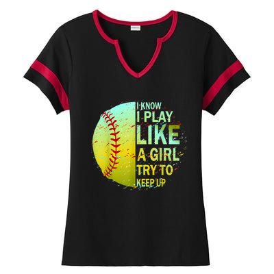 Softball Gift For Girls Ladies Halftime Notch Neck Tee