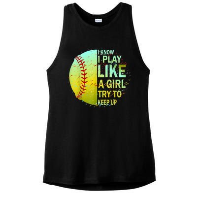 Softball Gift For Girls Ladies PosiCharge Tri-Blend Wicking Tank