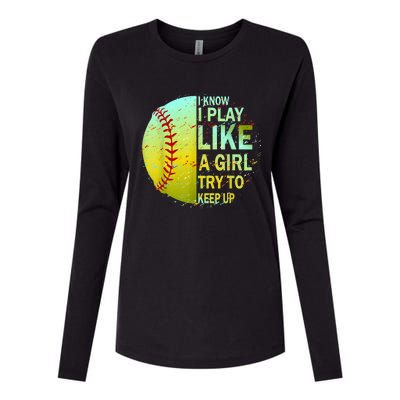 Softball Gift For Girls Womens Cotton Relaxed Long Sleeve T-Shirt