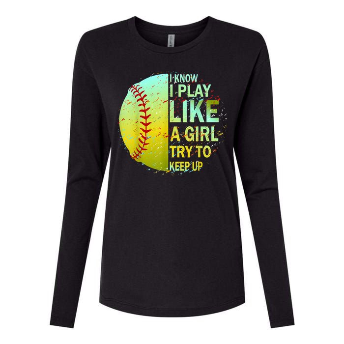 Softball Gift For Girls Womens Cotton Relaxed Long Sleeve T-Shirt