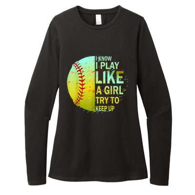 Softball Gift For Girls Womens CVC Long Sleeve Shirt